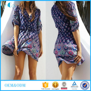 Damas ropa <span class=keywords><strong>de</strong></span> moda 2016 imprimir vestidos <span class=keywords><strong>de</strong></span> <span class=keywords><strong>manga</strong></span> larga bohimia <span class=keywords><strong>vestido</strong></span> <span class=keywords><strong>de</strong></span> la blusa - Product Image 1