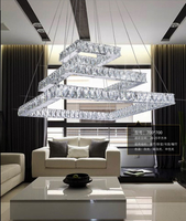 Lustre led suspendu composé d'anneaux carrés, design moderne, luminaire décoratif d'intérieur, idéal pour un salon