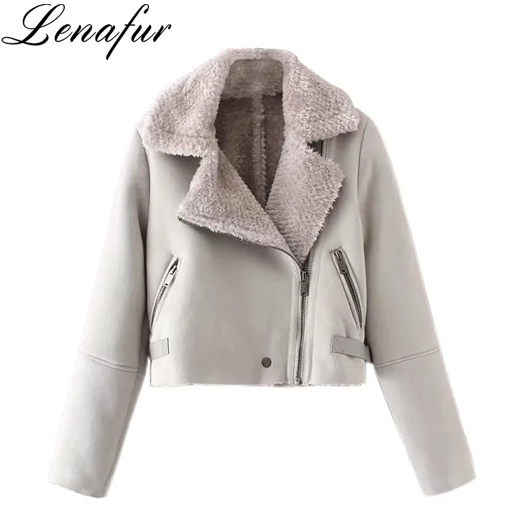 Calidad chaqueta de invierno abrigo mujer Artificial falso Piel de lana de mujer chaqueta nueva.