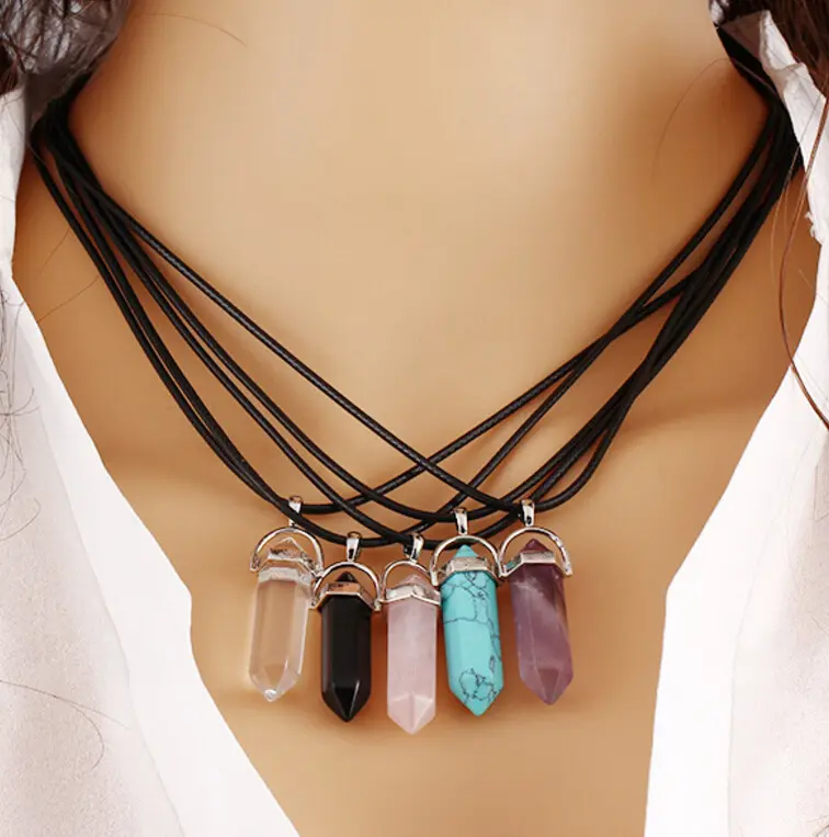 Fashion leather stone necklace for women Wholesale HS-00084