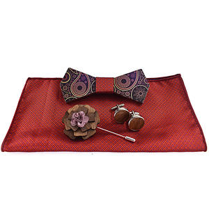 Un ensemble de 6 <span class=keywords><strong>noeud</strong></span> <span class=keywords><strong>papillon</strong></span> en <span class=keywords><strong>bois</strong></span> avec épingle à bouton de manchette carrée de poche - Product Image 6