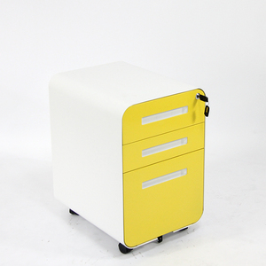 Office Movable 3 Drawer File Cabinet Metal Cambered Mobile Pedestal