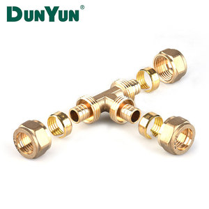 Chiết Giang Nhà Máy Brass pex Ống Nước Vật Liệu 3 Cách Nam Nữ Bằng Brass Nén Tee Ống Phù Hợp 16Mm pex Ống - Product Image 2