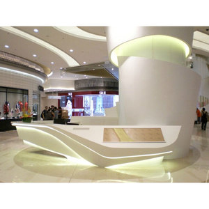 白い曲線状のアクリル人工石の高級受付デスク - Product Image 1