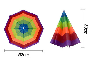 Sombrero de paraguas de poliéster con logotipo personalizado de 20,8 \ ", sombrero de arcoíris plegable e impermeable para pesca y caza, para playa al aire libre adecuado - Product Image 2