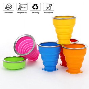 Viajes turismo creativo portátil mini plegable gafas silicona flexible al aire libre taza <span class=keywords><strong>de</strong></span> viaje con tapa <span class=keywords><strong>lavado</strong></span> con agua - Product Image 1