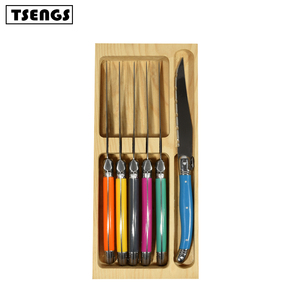 Ensemble <span class=keywords><strong>de</strong></span> couteaux à steak <span class=keywords><strong>de</strong></span> <span class=keywords><strong>table</strong></span> à la française <span class=keywords><strong>Laguiole</strong></span> Couteaux à dîner à manche <span class=keywords><strong>de</strong></span> couleurs assorties - Product Image 1