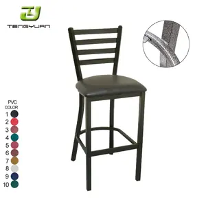 Tabourets <span class=keywords><strong>de</strong></span> <span class=keywords><strong>bar</strong></span> modernes en fer avec dossier, hauteur comptoir, rembourrés – Mobilier commercial d'<span class=keywords><strong>occasion</strong></span> pour café et cuisine - Product Image 1