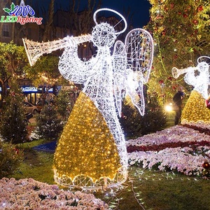 الرسوم المتحركة 180 سنتيمتر عالية عزر حبل أضواء LED عيد الميلاد الملاك مع البوق