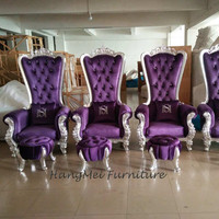 Chaise Trône Moderne à Dossier Haut en Bois Massif, Revêtement Cuir PU, pour Salle à Manger, Mariage, Banquet, Événement, Hôtel