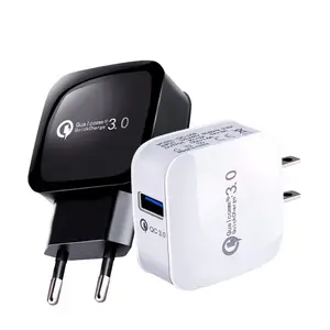 Adaptor Daya Dinding Ponsel Putih Hitam Abu-abu 18W Qc Pengisi Daya Cepat 3.0 Usb 5V 3A Adaptor Pengisi Daya untuk Ponsel dan Tablet