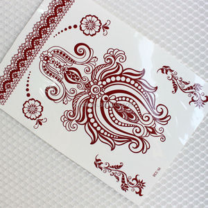 India Henna estilo mano pierna brazo cuello quemado Henna tatuaje temporal etiqueta tatuaje sello - Product Image 6