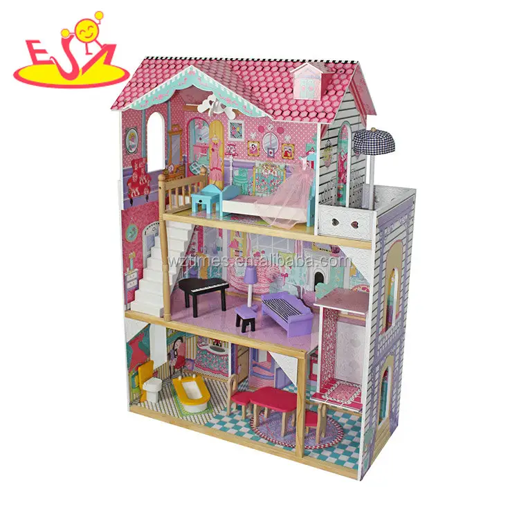 Wholesale most popular children wooden dollhouse miniatures toy for sale W06A220