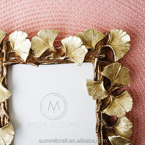 Tùy Chỉnh Nhựa Antique Khung 6Inch <span class=keywords><strong>Polyresin</strong></span> Vàng Và Bạc Leaf Shape Resin Khung Ảnh - Product Image 6