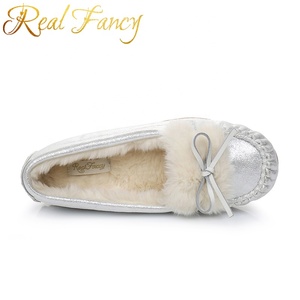 Di modo Faux Tomaia In Pelle Scamosciata Del Faux Fodera In Pelliccia Fannulloni Casuali Delle Donne <span class=keywords><strong>Mocassini</strong></span> - Product Image 2