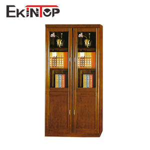 Ekintop antique white barrister 책장 와 (gorilla glass) 문 및 drawers