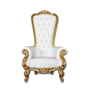 Chaise de trône blanche moderne King pour les mariés, meubles d'hôtel et de villa à manger, chaises de mariage de style antique en bois massif - Product Image 5