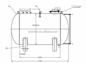 Besi tahan karat besar 304 atau 316 tangki penyimpanan horizontal untuk minyak dan air