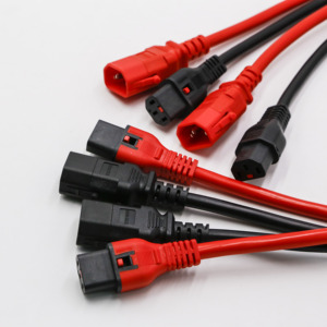 IEC60320 C14 Khóa Khóa P Cắm Vào Đầu Nối Nữ C15 14/3 15AMP 250V Dây Nguồn SJT Màu Đỏ - Product Image 1