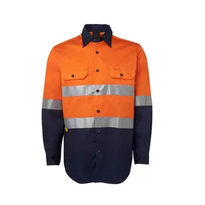 Australia hi vis orange heavy cotton long sleeves work uniform shirt