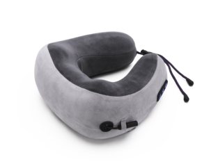 Bantal pijat Shiatsu multifungsi, bantal leher bentuk U, bantal pijat bergetar untuk bepergian