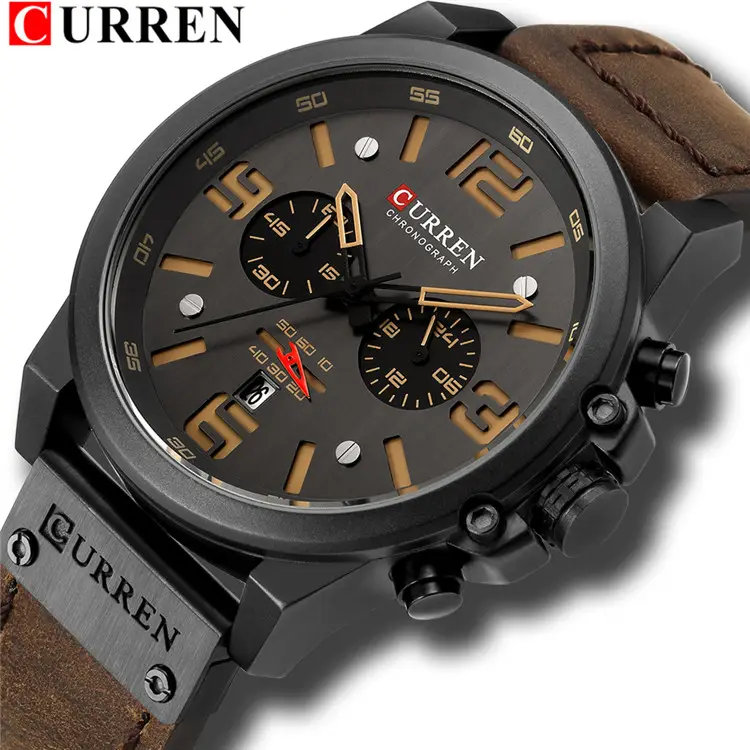 CURREN 8314 Watch Top Luxury Brand Waterproof Sport Wrist Chronograph Quartz Genuine Leather dropship dropshipping