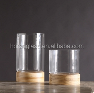 Tavolo idroponico moderno vetro nordico vaso di fiori con pianta artificiale vetro trasparente stampato con <span class=keywords><strong>Base</strong></span> in legno <span class=keywords><strong>Hurricane</strong></span> - Product Image 2