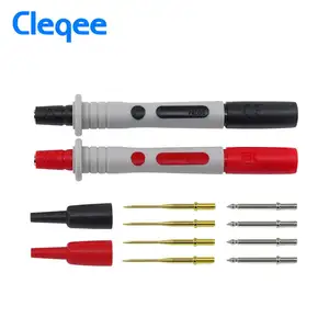 Cleqee P8003 1セット2個Multimeter Probe Replaceable金色Needle Multi目的バナナプラグテストプローブに接続する