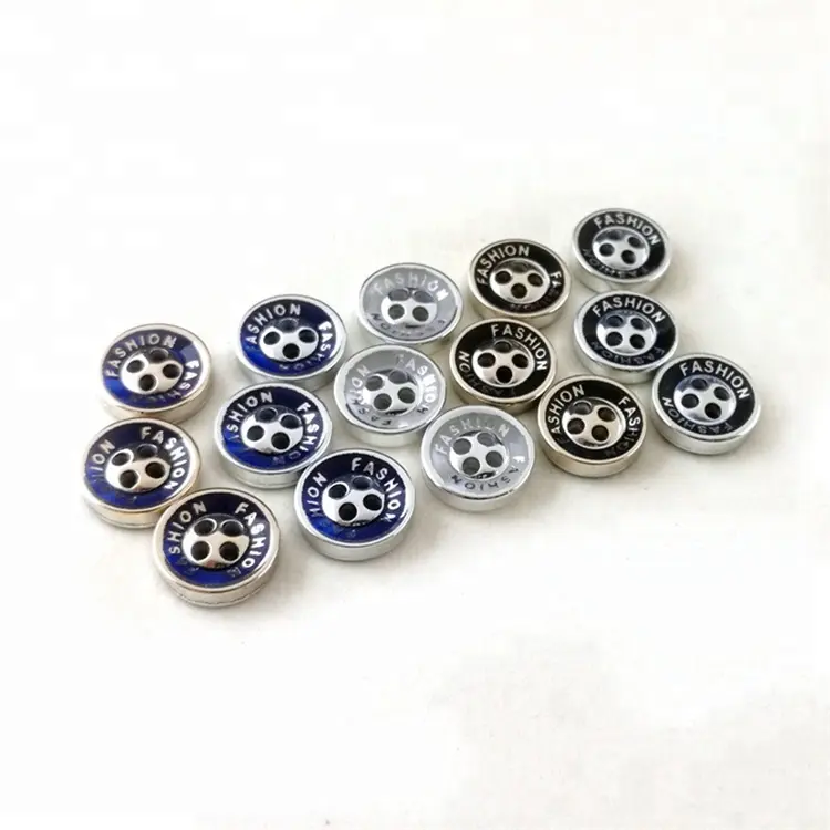 Wholesale Logo Pattern UV Plating Fashion High Quality Plastic Round 4 Holes Button For Men Shirt