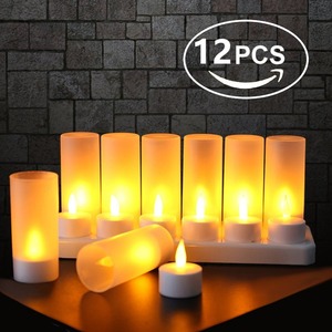 <span class=keywords><strong>Bougies</strong></span> style chauffe-plat à <span class=keywords><strong>LED</strong></span> sans flamme, <span class=keywords><strong>Rechargeable</strong></span>, 10 pièces/paquet, 12 pièces, lumière pour mariage ou anniversaire - Product Image 1
