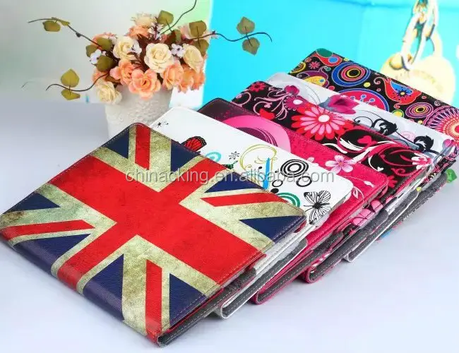 Custom Printing PU Leather 360 Rotating Stand Case Cover For iPad 234/ Mini 1234 / Air 1 2 /Pro 9.7