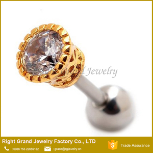 16g Aleación de Zinc Chapado En Oro Circón Cúbico Adelante Helix Cartílago Pernos Prisioneros Del Oído - Product Image 2