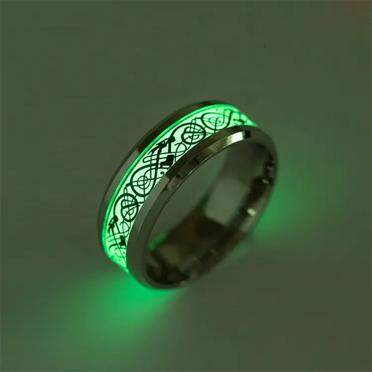 Men's Stainless Steel Luminous Light Celtic Dragon Rings