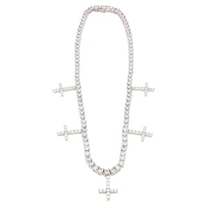 Collana da uomo con catena cz da tennis con pendente a croce rovesciata in oro hip-hop da uomo - Product Image 5