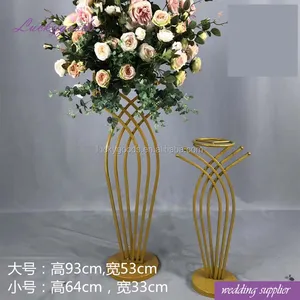 LDJ817 शादी मंच सजावट फूलों की व्यवस्था के लिए मरमेड आकार सोना फूलदान
