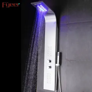 Fyeer 降雨不锈钢按摩水电 Led 淋浴面板与灯