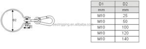BT-2001 M10*50 MM Zinc Plated Swing Clamp <strong>Hook</strong> With Snap <strong>Hook</strong> in Carabiner Rigging <strong>Hardware</strong> for <strong>Pipe</strong> Swing Hanger - Product Image 4