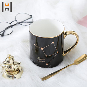 แก้วเซรามิกสีดำขาวลายจักรราศีสีทอง - Product Image 4