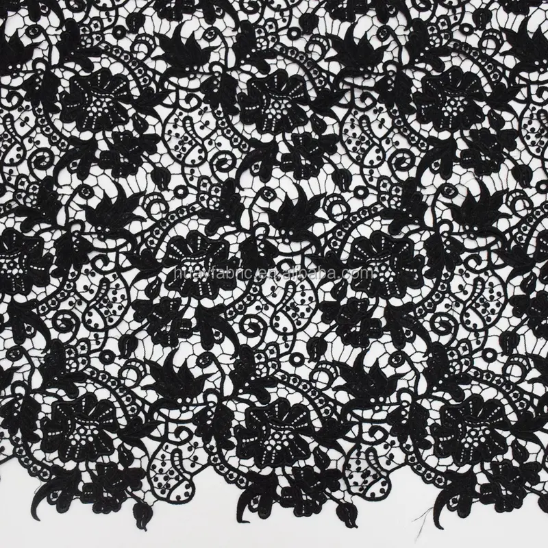 Black guipure lace fabric hot sale african lace HY0316