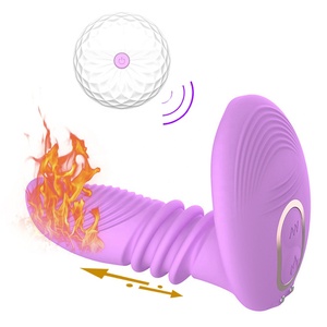 Hot Sale G-Tempat P-Tempat Teleskopik <span class=keywords><strong>Strapon</strong></span> Dildo Remote Control Pemanas Vibrator Seks Mainan - Product Image 1
