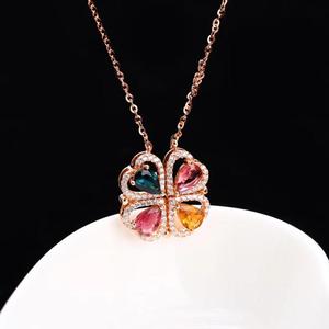 Beaux bijoux en argent 925 pour femme, collier de tourmaline naturelle, nouvelle mode - Product Image 1