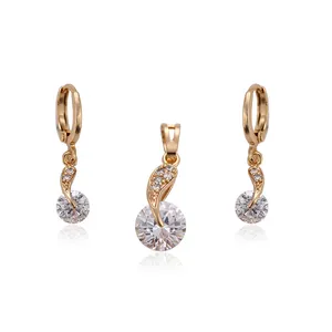 62229 Wholesale Fashion American simple white diamond 18k gold plated jewellery sets