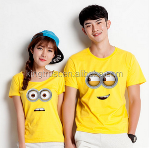 사랑스러운 한 쌍 사랑 귀여운 한 쌍 <span class=keywords><strong>T</strong></span>-셔츠를 위한 만화 인쇄를 가진 새로운 디자인 면 티셔츠 - Product Image 1