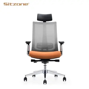 उच्च गुणवत्ता वापस मेष कपड़े कुंडा कंप्यूटर डेस्क कुर्सी headrest के साथ लक्जरी Ergonomic कार्यकारी वाणिज्यिक कार्यालय कुर्सियों