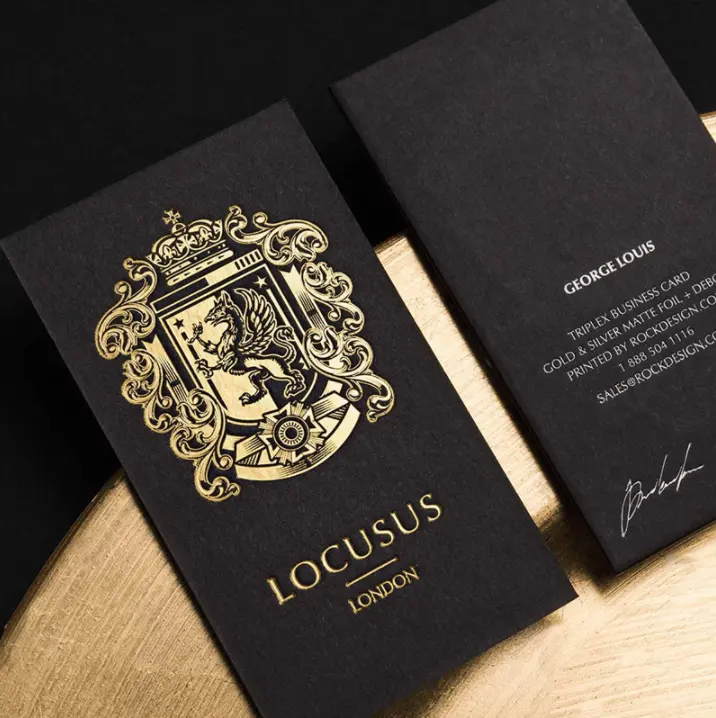 Custom brand rose gold foil thickness black paper metal business card printing business cards