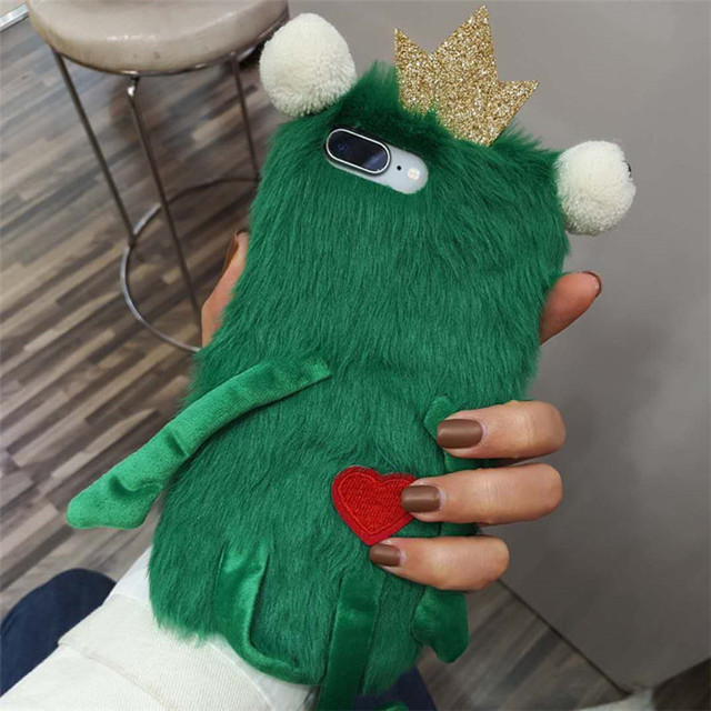 Lovely Girl Like Warm Fur Doll Plush Animal Back Cover case for iphone 6 6plus 7plus 8plus X Xs 11 12 14 Max Fashion Phone Cases