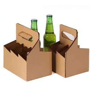 Wegwerp Kraft Karton Bekerhouder Gegolfd Papier Bier Carrier Bier Verpakking Doos