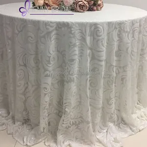 TC188B — nappe de table élégante brodé chinois, blanc, décoration chinoise