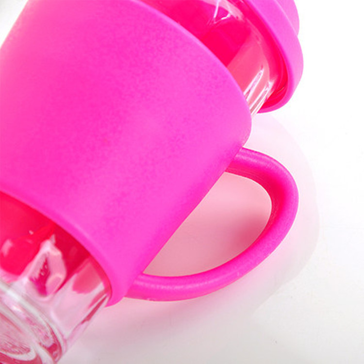 350ml/500ml clear glass coffee drinking mug with silicone brand and cover