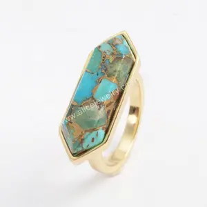 ZG0379 Natural gold turquoise stone rings bezel ring gold rings design for women